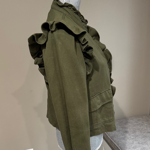 Anthropologie Olive Ruffle Women's Jacket - Picture 4 of 9